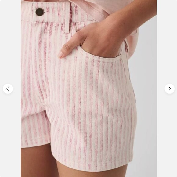 Faherty Topsail Shorts Womens 27 Pink Railroad Stripe High Rise Pockets NEW - Picture 8 of 9